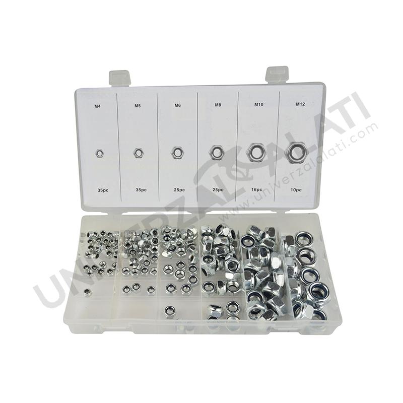 Set sigurnosnih matica M4-M12, 146 kom DESNI NAVOJ Set sigurnosnih matica M4-M12, 146 kom DESNI NAVOJ
