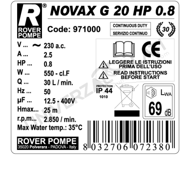 “NOVAX G 20” pumpa za pretakanje meda, tečnog sapuna i ulja velike gustine 0,8 HP 2