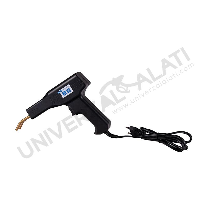 Pištolj-za-varenje-plastike-50W snaga: 50V napajanje: 230V temperatura spajalice: do 600°C širina elektroda na mestu ugradnje spajalica: 13-15mm veličina: 22,5 cm k 15,3 cm dužina kabla za napajanje: 155 cm LED osvetljenje: da zagrevanje: za 3 sekunde Aplikacija: Uključeno: 50V mašina za zavarivanje plastike 200 spajalica otvoreno - 50 kom. unutrašnji - 50 kom. ravno - 50 kom. sinus - 50 kom. Kliješta Nož za tapaciranje Sve se nalazi u praktičnom, prenosivom plastičnom kućištu